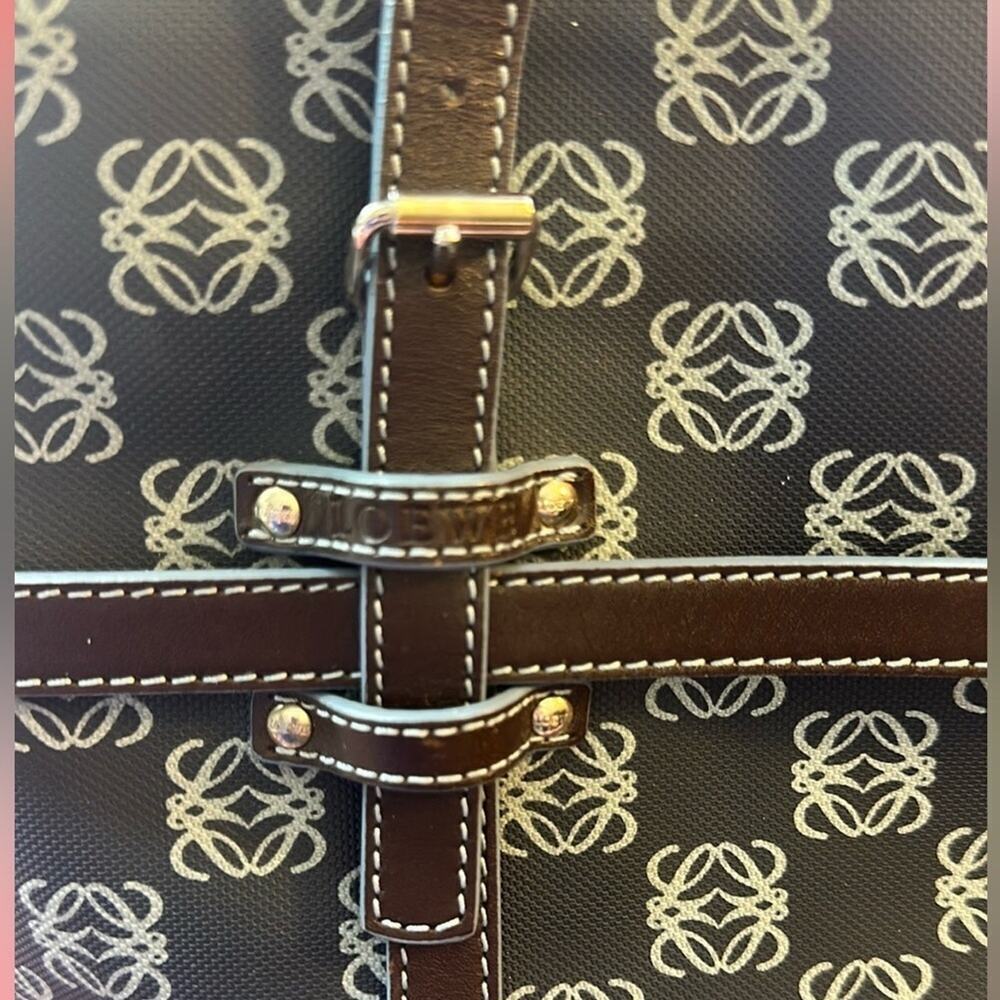 LOEWE Anagram tote bag handbag PVC leather navy light blue dark brown Rare - Picture 7 of 16